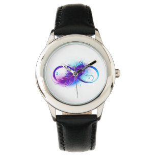 Infinity with Purple Feather Armbanduhr