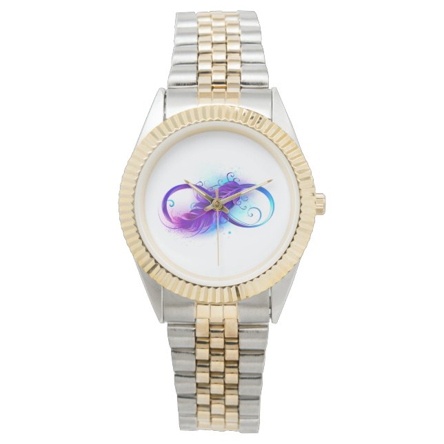 Infinity with Purple Feather Armbanduhr (Vorderseite)