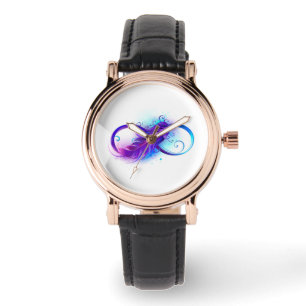 Infinity with Purple Feather Armbanduhr