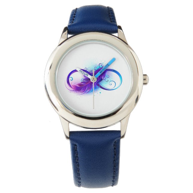Infinity with Purple Feather Armbanduhr (Vorderseite)