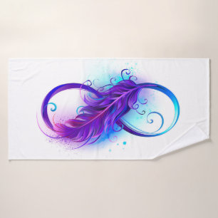 Infinity with Purple Feather Badehandtuch