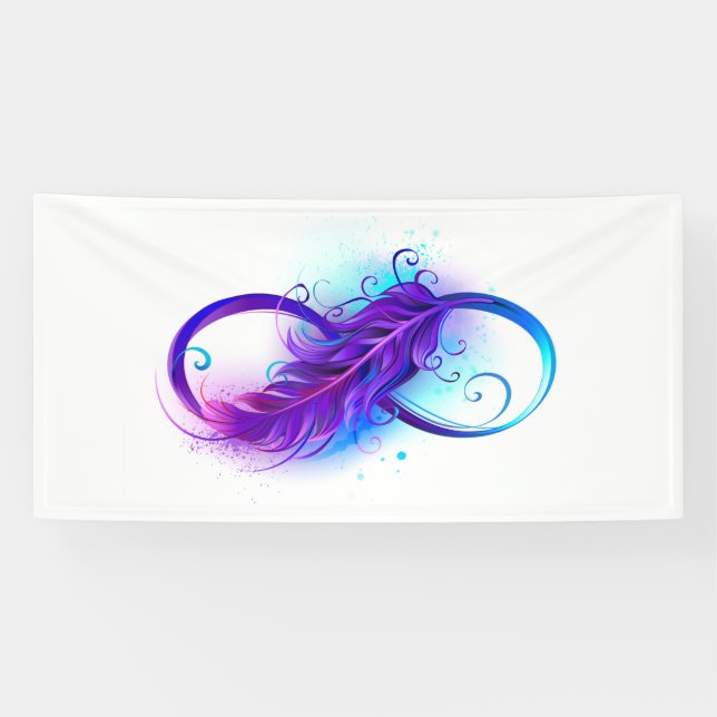 Infinity with Purple Feather Banner (Horizontal)