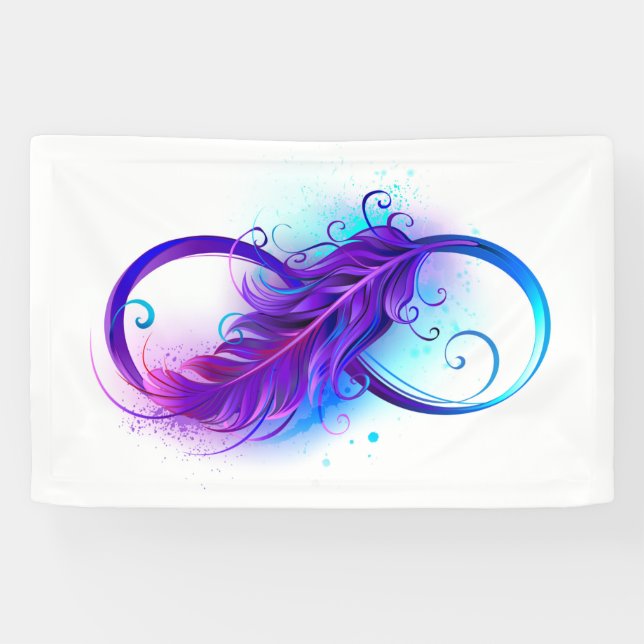Infinity with Purple Feather Banner (Horizontal)