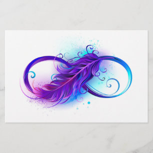 Infinity with Purple Feather Briefpapier