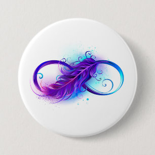 Infinity with Purple Feather Button