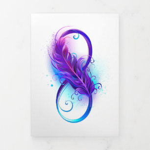 Infinity with Purple Feather Dreifach Gefaltete Ankündigung