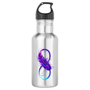 Infinity with Purple Feather Edelstahlflasche