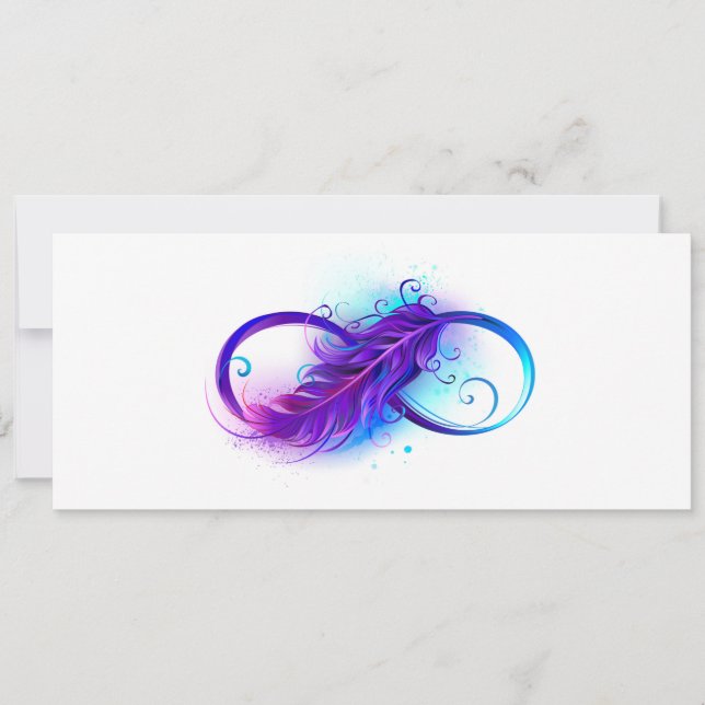 Infinity with Purple Feather Einladung (Vorderseite)