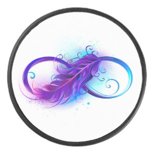 Infinity with Purple Feather Eishockey Puck