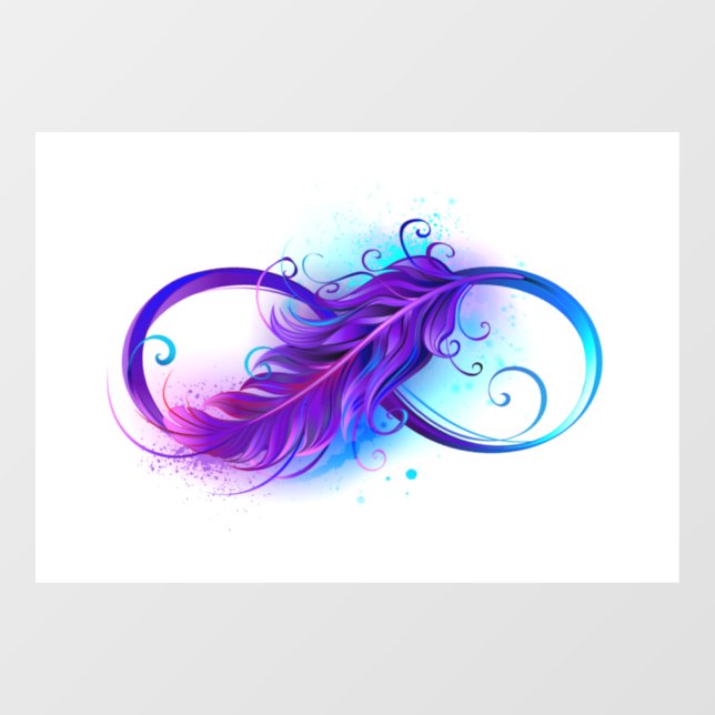 Infinity with Purple Feather Fensteraufkleber (Blatt)