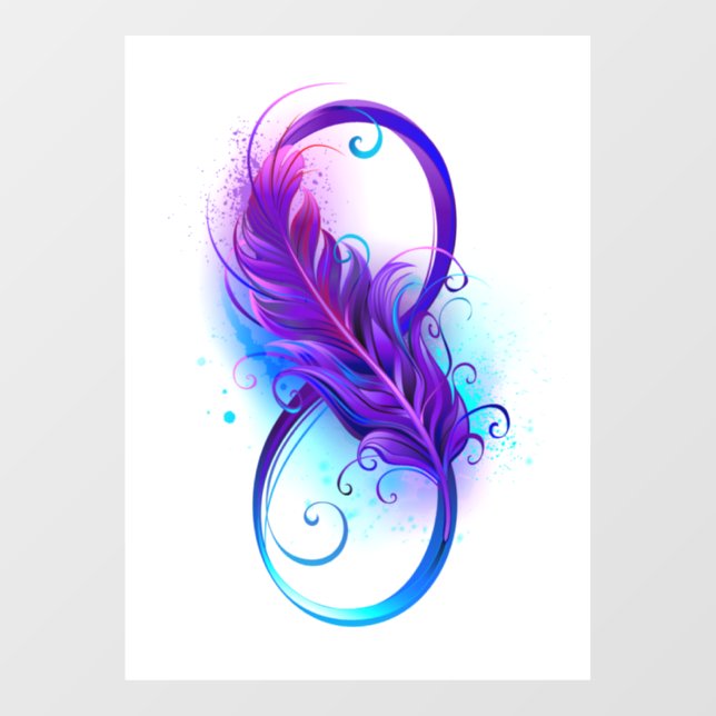 Infinity with Purple Feather Fensteraufkleber (Blatt)