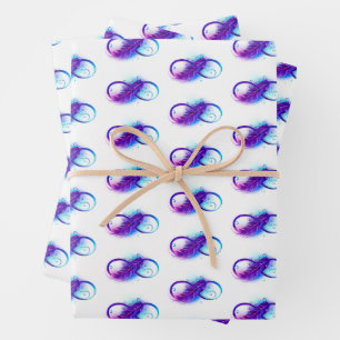 Infinity with Purple Feather Geschenkpapier Set