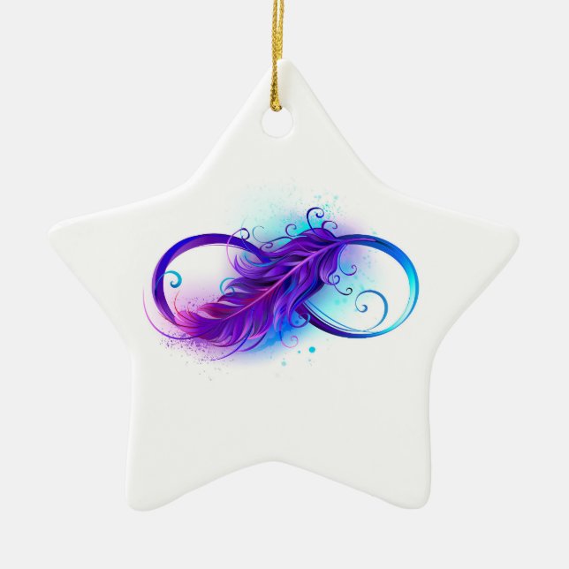 Infinity with Purple Feather Keramik Ornament (Vorne)