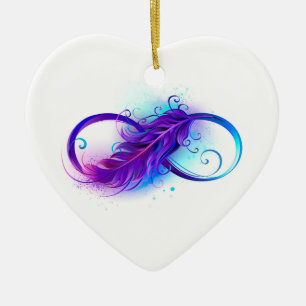 Infinity with Purple Feather Keramik Ornament