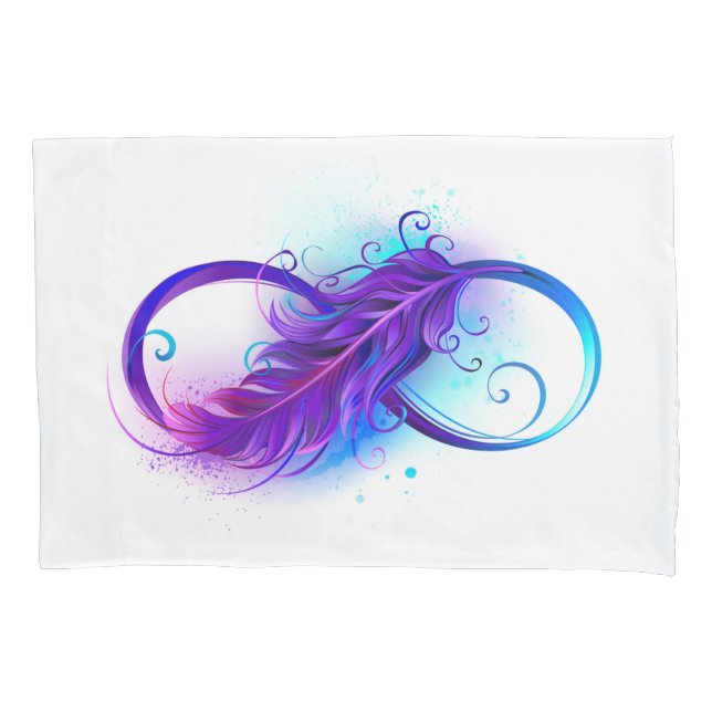 Infinity with Purple Feather Kissenbezug (Vorderseite)
