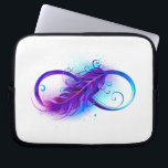 Infinity with Purple Feather Laptopschutzhülle<br><div class="desc">Infinity symbol with a beautiful feather painted in purple and blue bright colors on white background.</div>