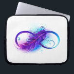 Infinity with Purple Feather Laptopschutzhülle<br><div class="desc">Infinity symbol with a beautiful feather painted in purple and blue bright colors on white background.</div>