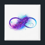 Infinity with Purple Feather Magnet<br><div class="desc">Infinity symbol with a beautiful feather painted in purple and blue bright colors on white background.</div>