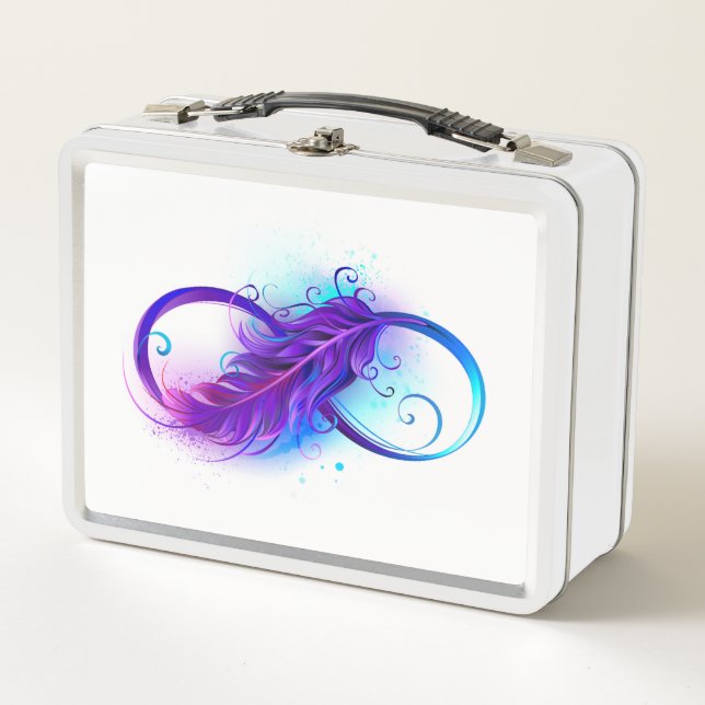 Infinity with Purple Feather Metall Brotdose (Vorderseite)