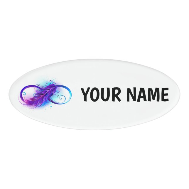 Infinity with Purple Feather Namenschild (Vorderseite)