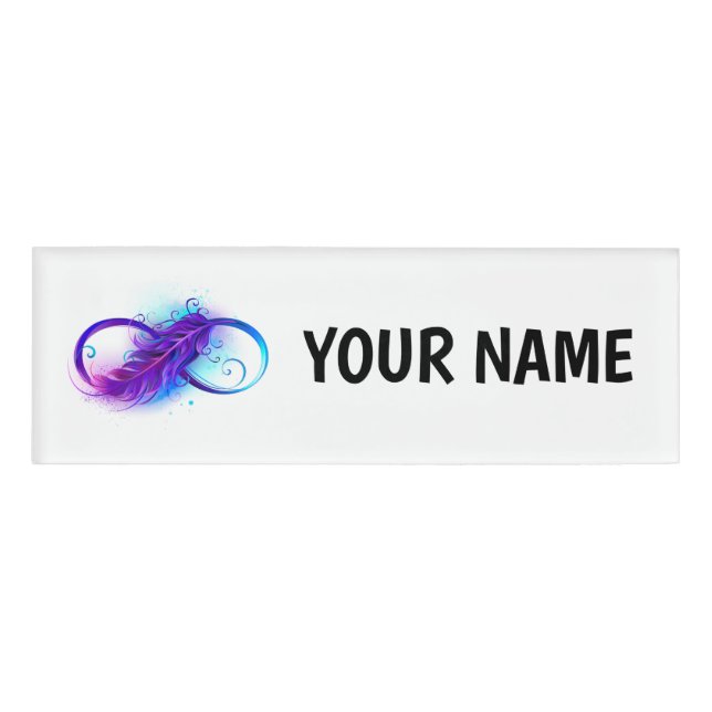 Infinity with Purple Feather Namenschild (Vorderseite)