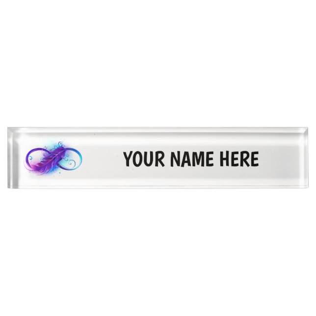 Infinity with Purple Feather Namensplakette (Vorderseite)