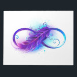 Infinity with Purple Feather Notizblock<br><div class="desc">Infinity symbol with a beautiful feather painted in purple and blue bright colors on white background.</div>