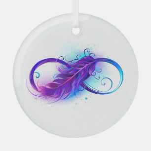 Infinity with Purple Feather Ornament Aus Glas