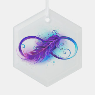 Infinity with Purple Feather Ornament Aus Glas
