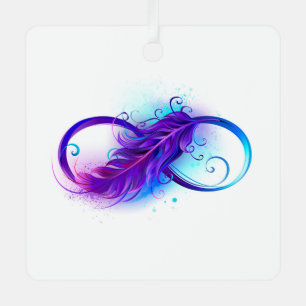 Infinity with Purple Feather Ornament Aus Metall