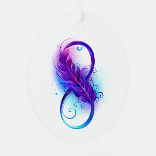Infinity with Purple Feather Ornament Aus Metall