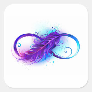 Infinity with Purple Feather Quadratischer Aufkleber