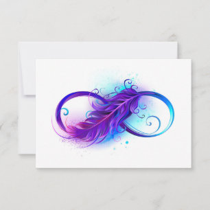 Infinity with Purple Feather RSVP Karte