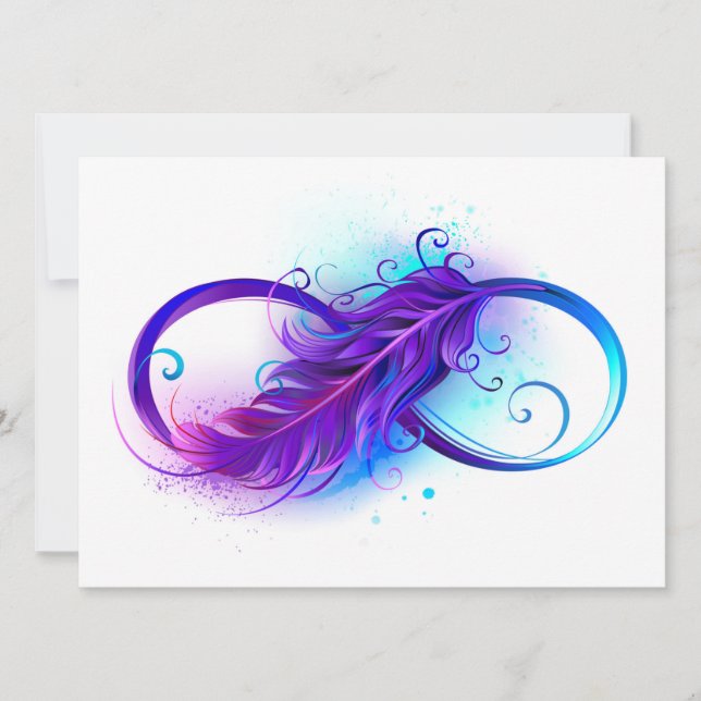 Infinity with Purple Feather Save The Date (Vorderseite)