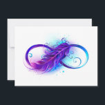 Infinity with Purple Feather Save The Date<br><div class="desc">Infinity symbol with a beautiful feather painted in purple and blue bright colors on white background.</div>