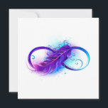 Infinity with Purple Feather Save The Date<br><div class="desc">Infinity symbol with a beautiful feather painted in purple and blue bright colors on white background.</div>