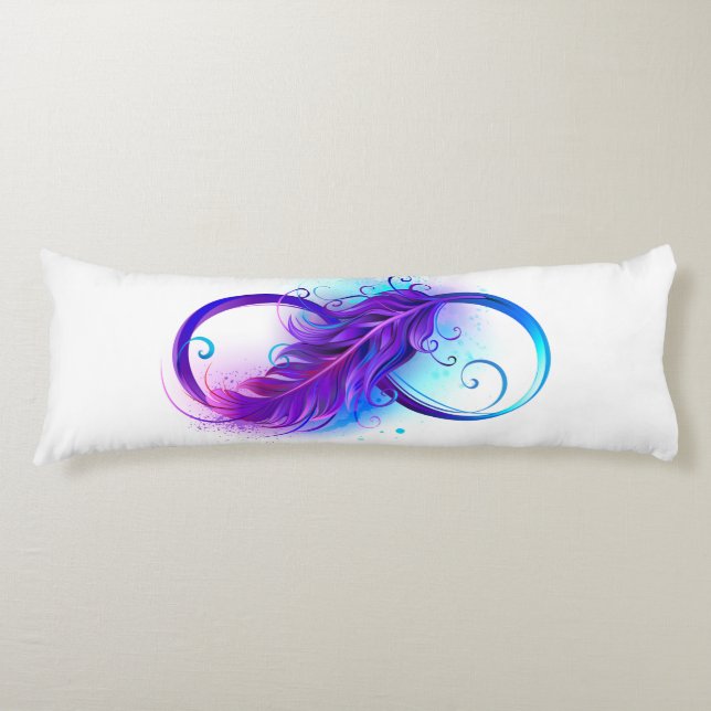 Infinity with Purple Feather Seitenschläferkissen (Vorderseite)