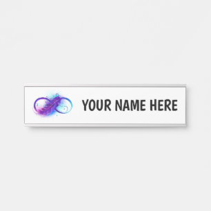 Infinity with Purple Feather Türschild