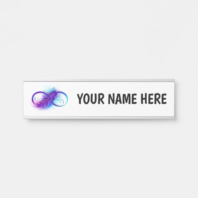 Infinity with Purple Feather Türschild (Vorderseite )