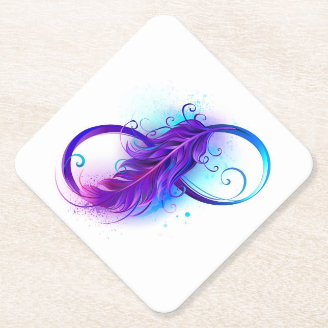 Infinity with Purple Feather Untersetzer (Vorderseite)