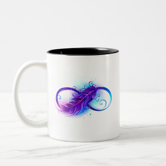 Infinity with Purple Feather Zweifarbige Tasse (Links)
