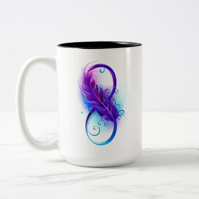Infinity with Purple Feather Zweifarbige Tasse (Links)