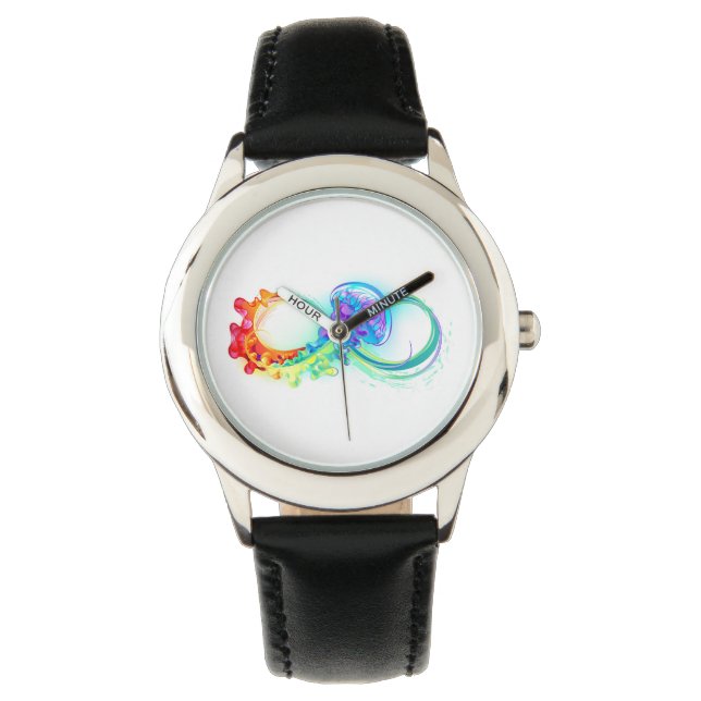 Infinity with Rainbow Jellyfish Armbanduhr (Vorderseite)