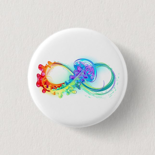 Infinity with Rainbow Jellyfish Button (Vorderseite)