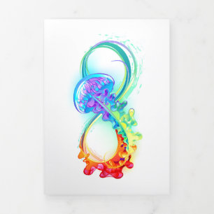 Infinity with Rainbow Jellyfish Dreifach Gefaltete Ankündigung