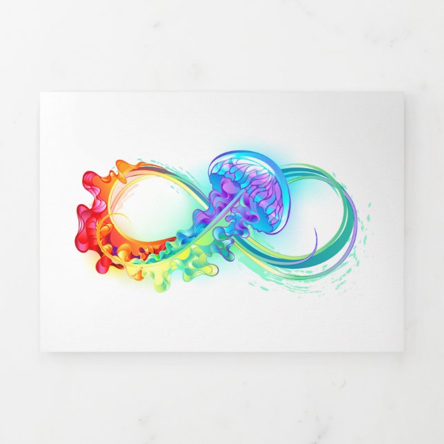 Infinity with Rainbow Jellyfish Dreifach Gefaltete Ankündigung (Cover)