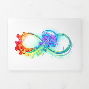 Infinity with Rainbow Jellyfish Dreifach Gefaltete Karte