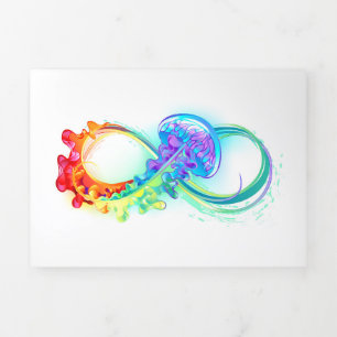 Infinity with Rainbow Jellyfish Dreifach-gefaltete Programmkarte