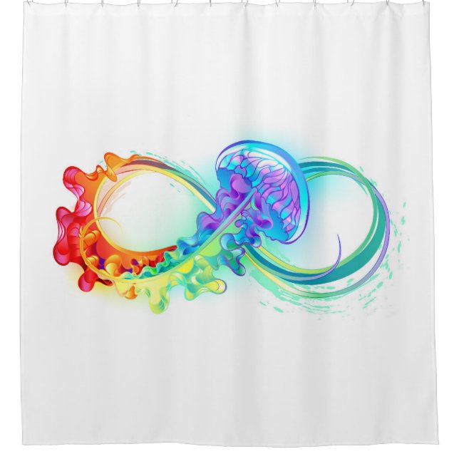Infinity with Rainbow Jellyfish Duschvorhang (Vorderseite)