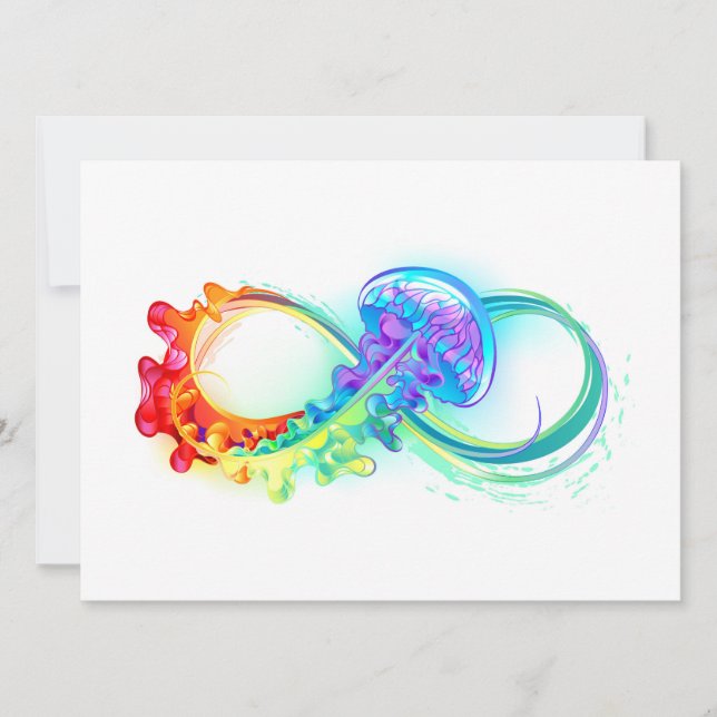 Infinity with Rainbow Jellyfish Einladung (Vorderseite)